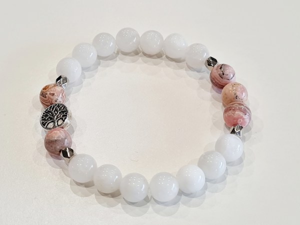 Bracelet pierre de lune, de soleil et rhodochrosite